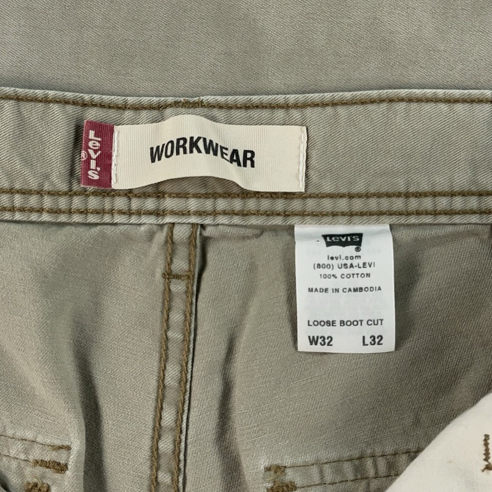 VTG Levis Loose Bootcut Pants Mens 32x32 Beige Workwear Grunge Skate (Fit 34x29) - Picture 5 of 16